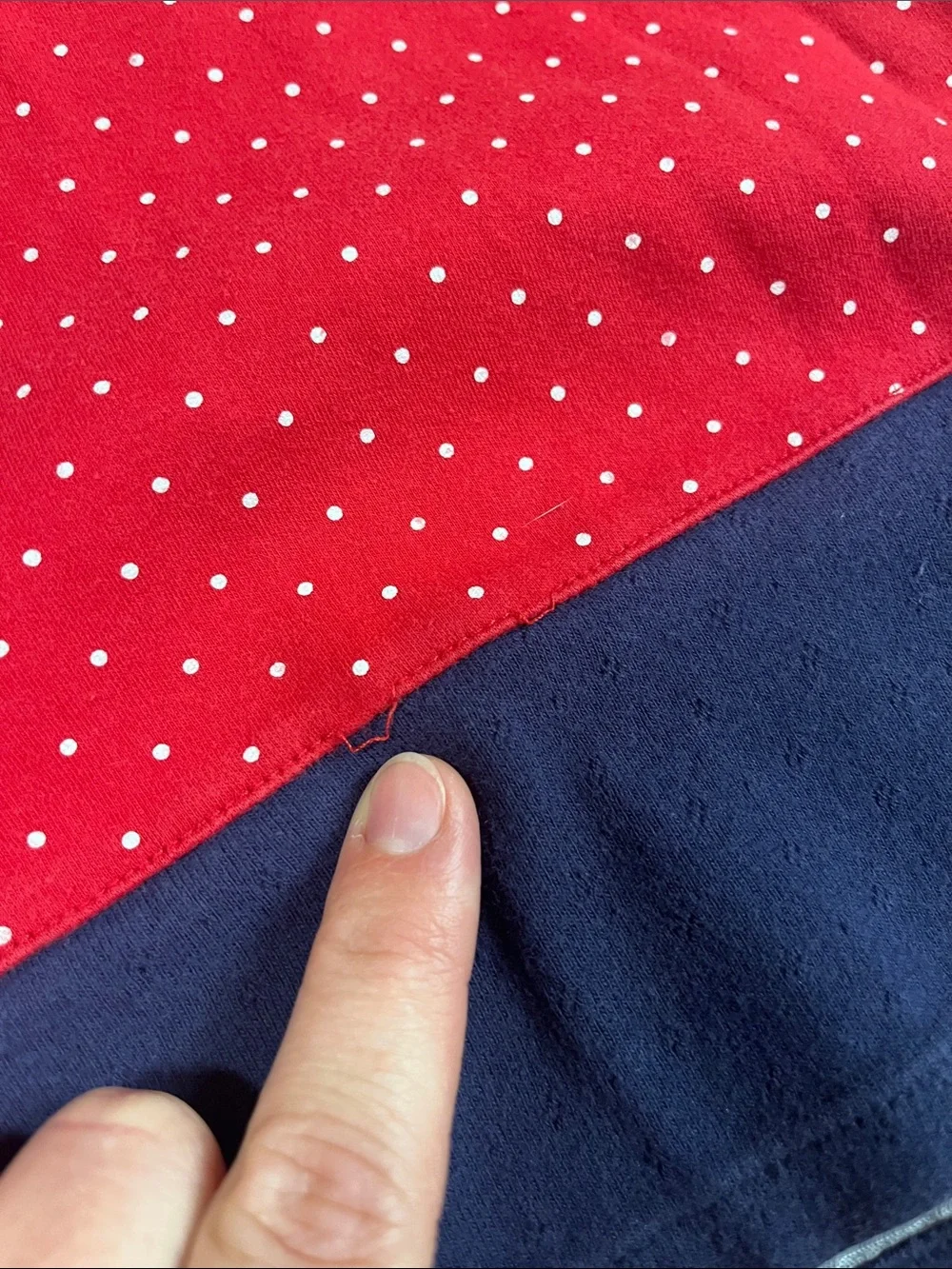 🍀6/$20 Healthtex Red Polka Dot and stars Dress with Navy Trim
